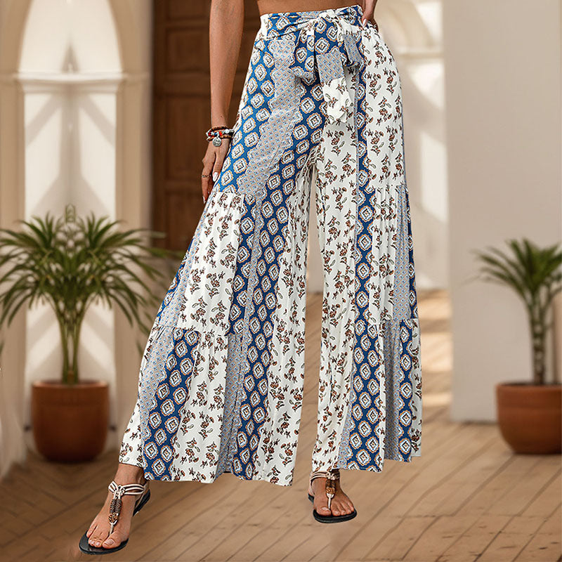 Veronique | Geometric Printed Wide-Leg Trousers for Women