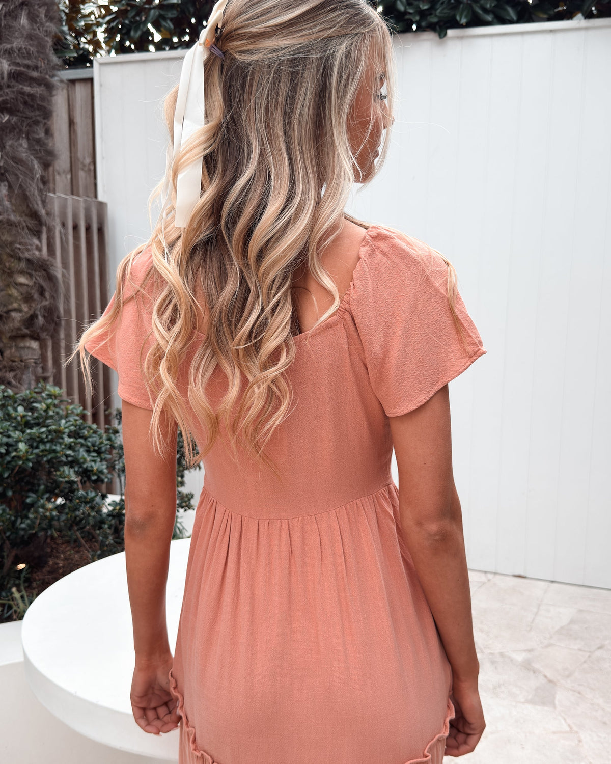 Caterina | Rust Linen Midi Dress