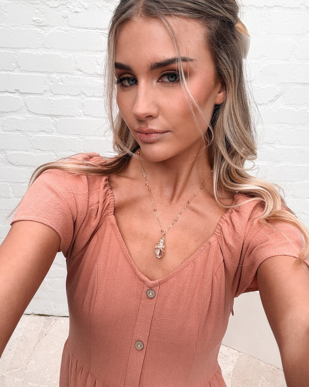 Caterina | Rust Linen Midi Dress