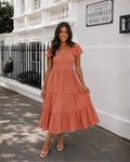 Caterina | Rust Linen Midi Dress