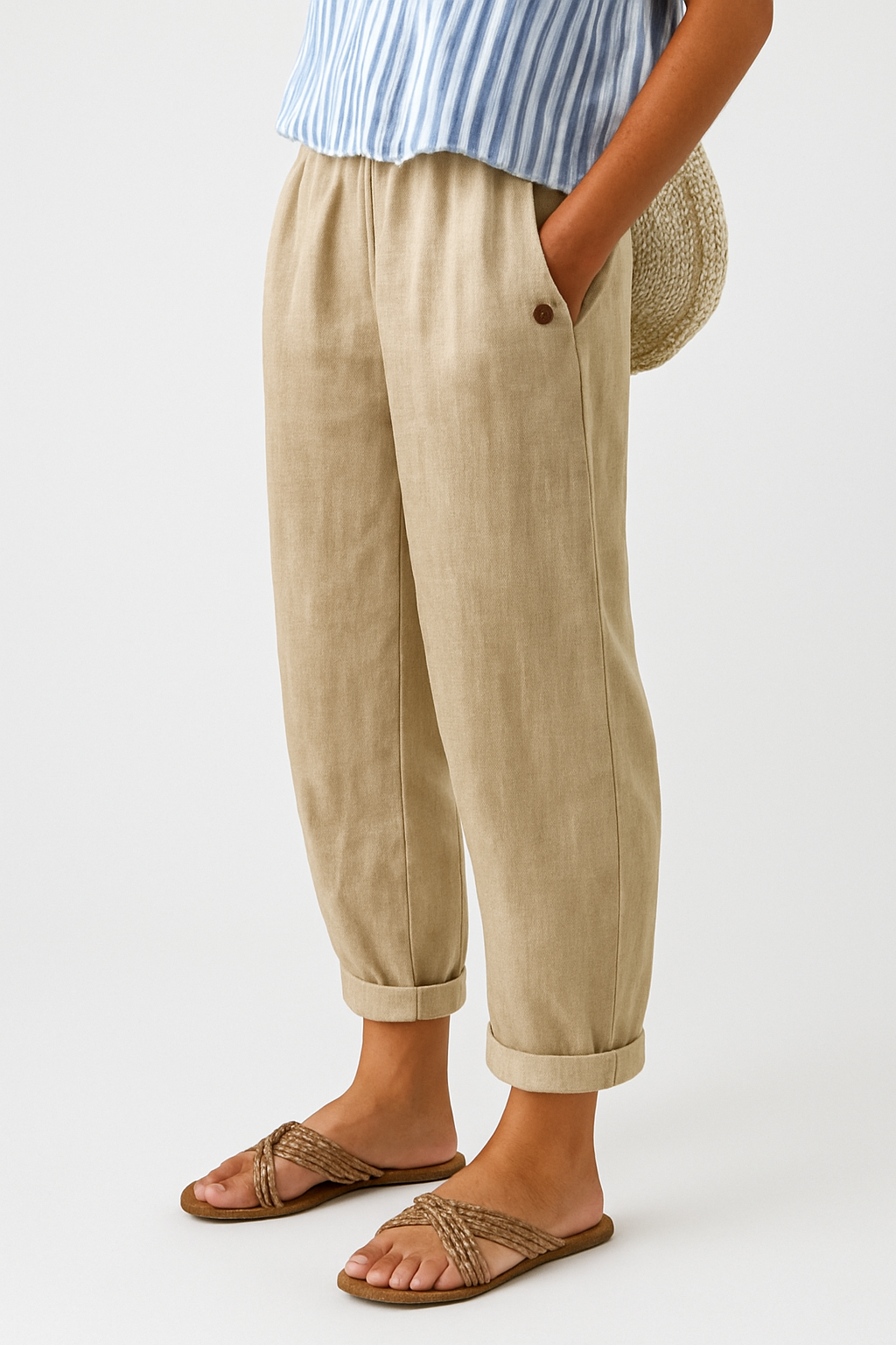 Kyriaki | Linen Side Pocket Trousers for Women