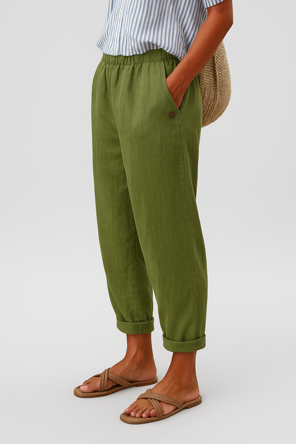 Kyriaki | Linen Side Pocket Trousers for Women
