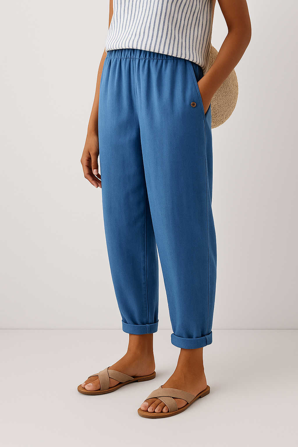 Kyriaki | Linen Side Pocket Trousers for Women