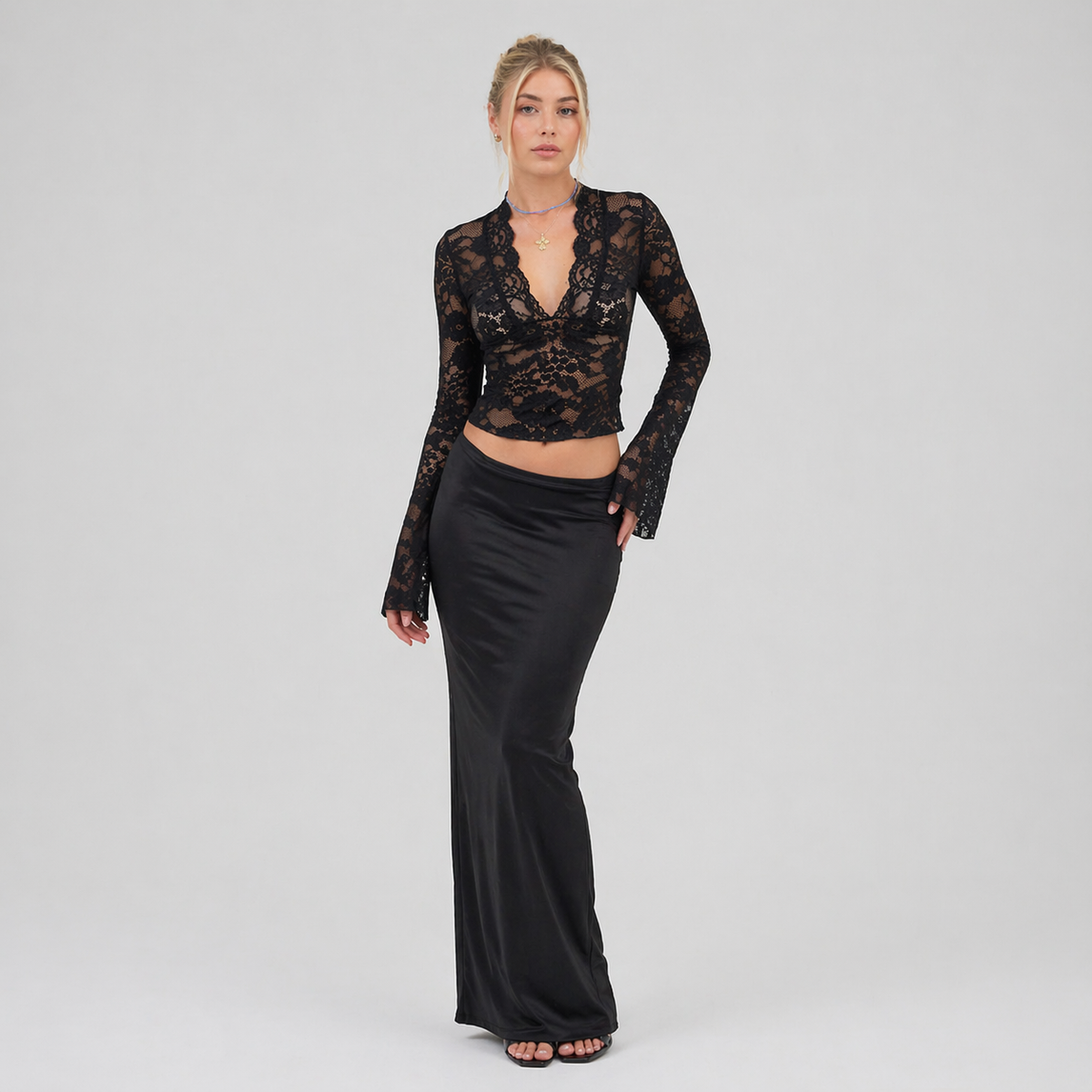 Peyton | Sheer Floral Long Sleeve Top