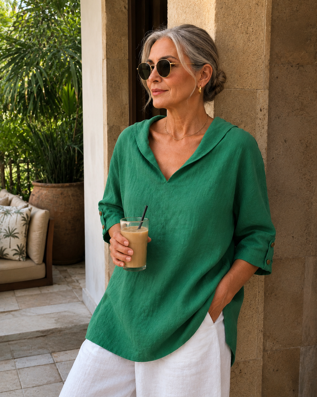 Renee | V-Neck Linen Shirt for Women