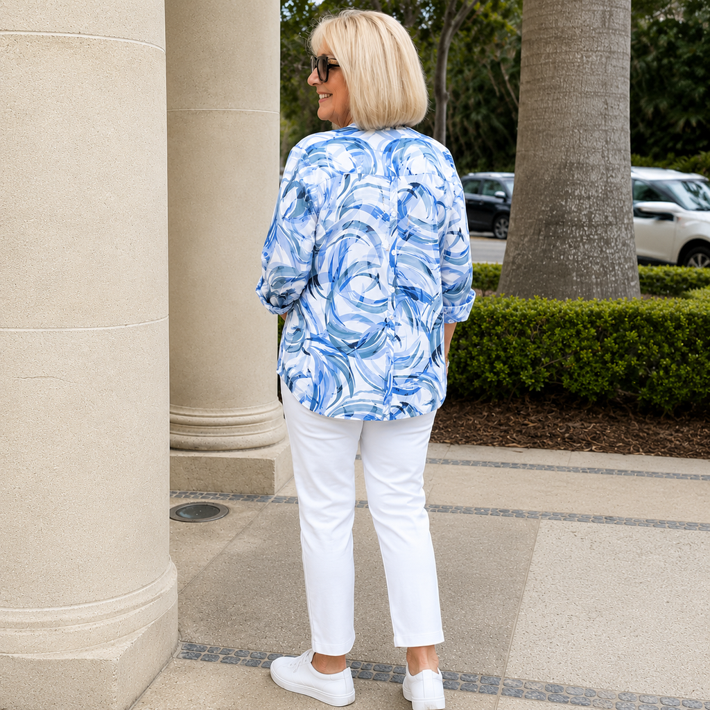 Smaragda | Floral Graphic Blouse for Women