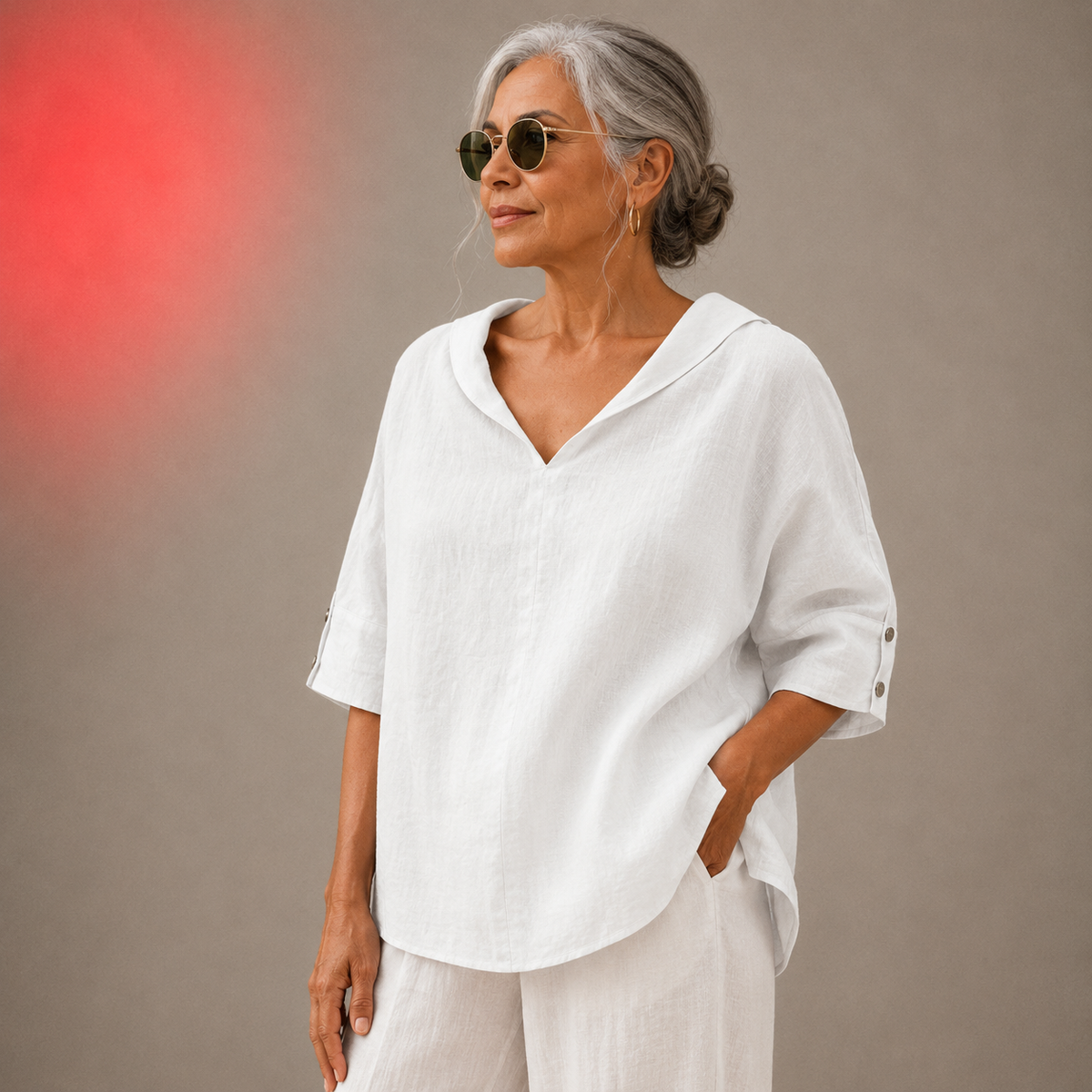 Renee | V-Neck Linen Shirt for Women