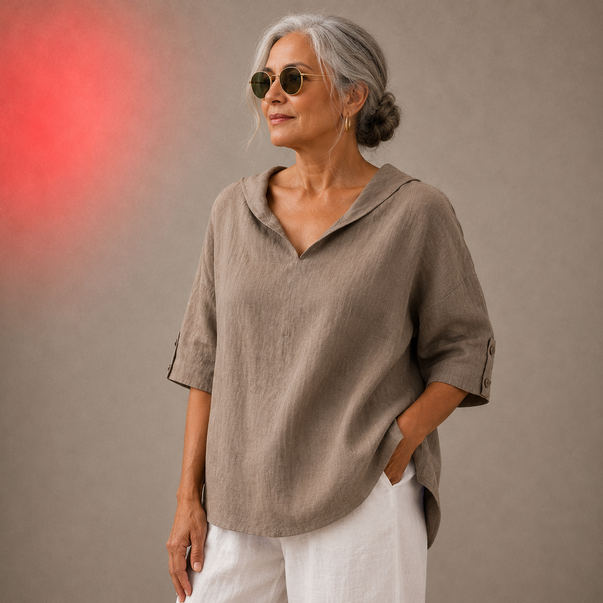 Renee | V-Neck Linen Shirt for Women