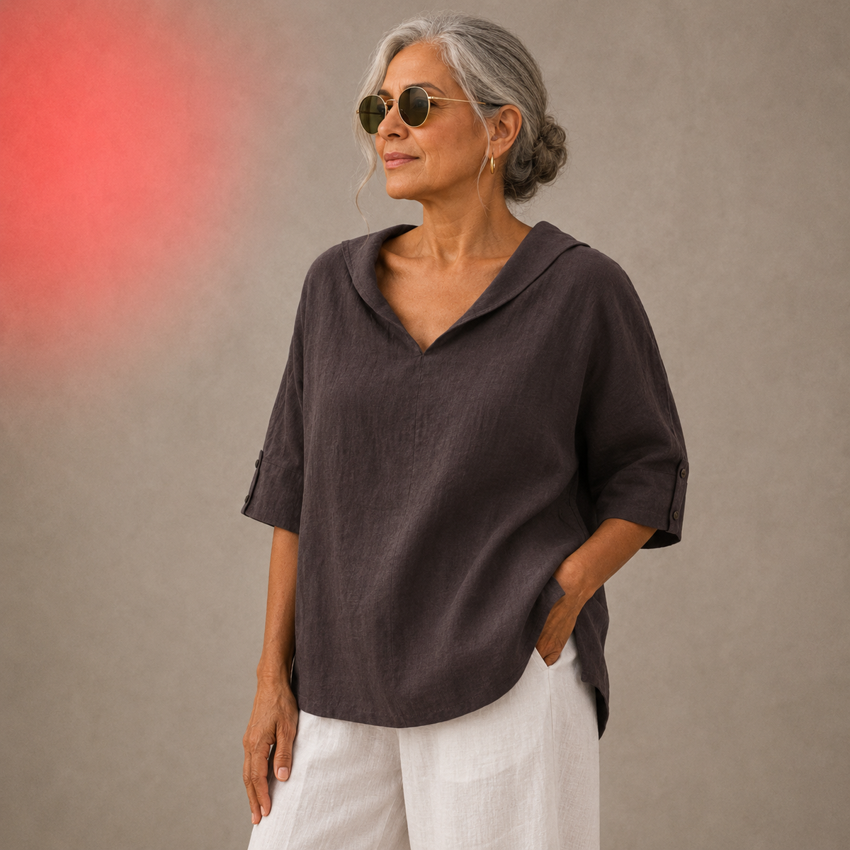 Renee | V-Neck Linen Shirt for Women