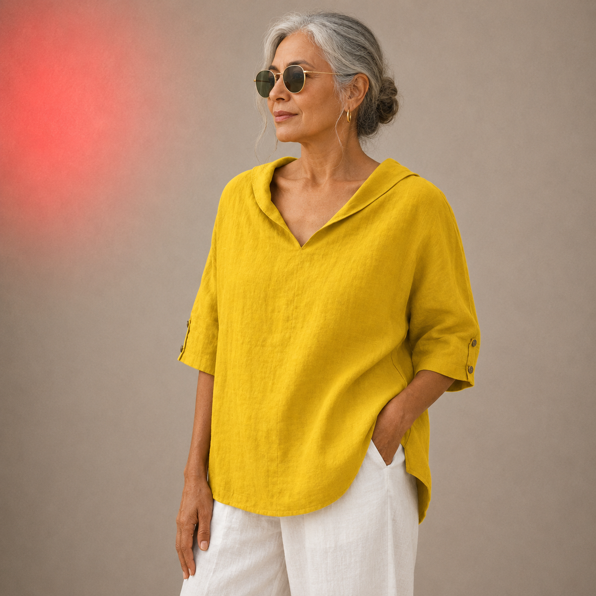 Renee | V-Neck Linen Shirt for Women