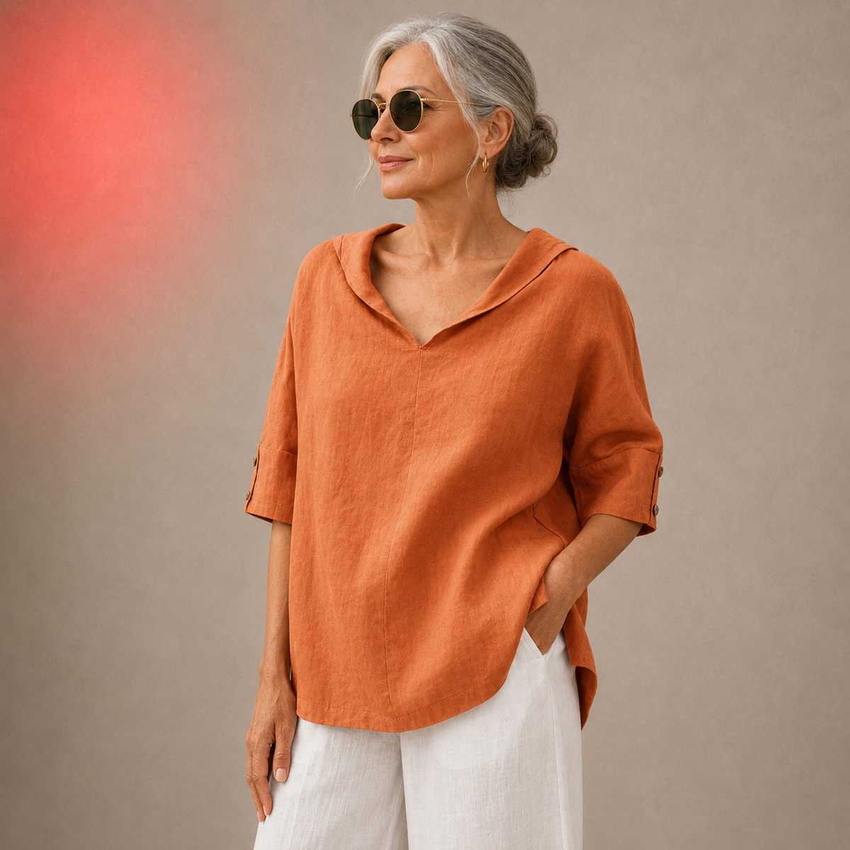 Renee | V-Neck Linen Shirt for Women