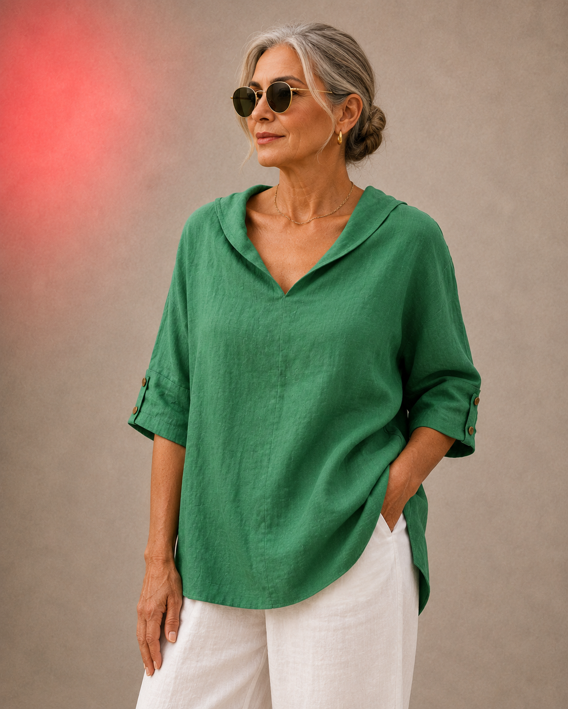 Renee | V-Neck Linen Shirt for Women