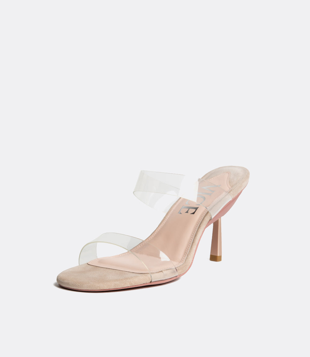 Mireia | Clear PVC Mules in Beige