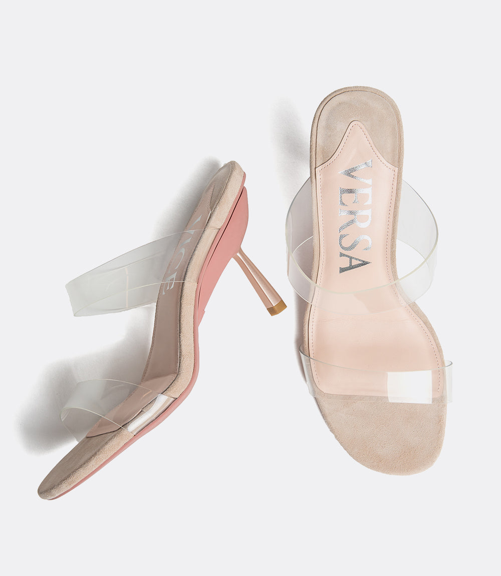 Mireia | Clear PVC Mules in Beige