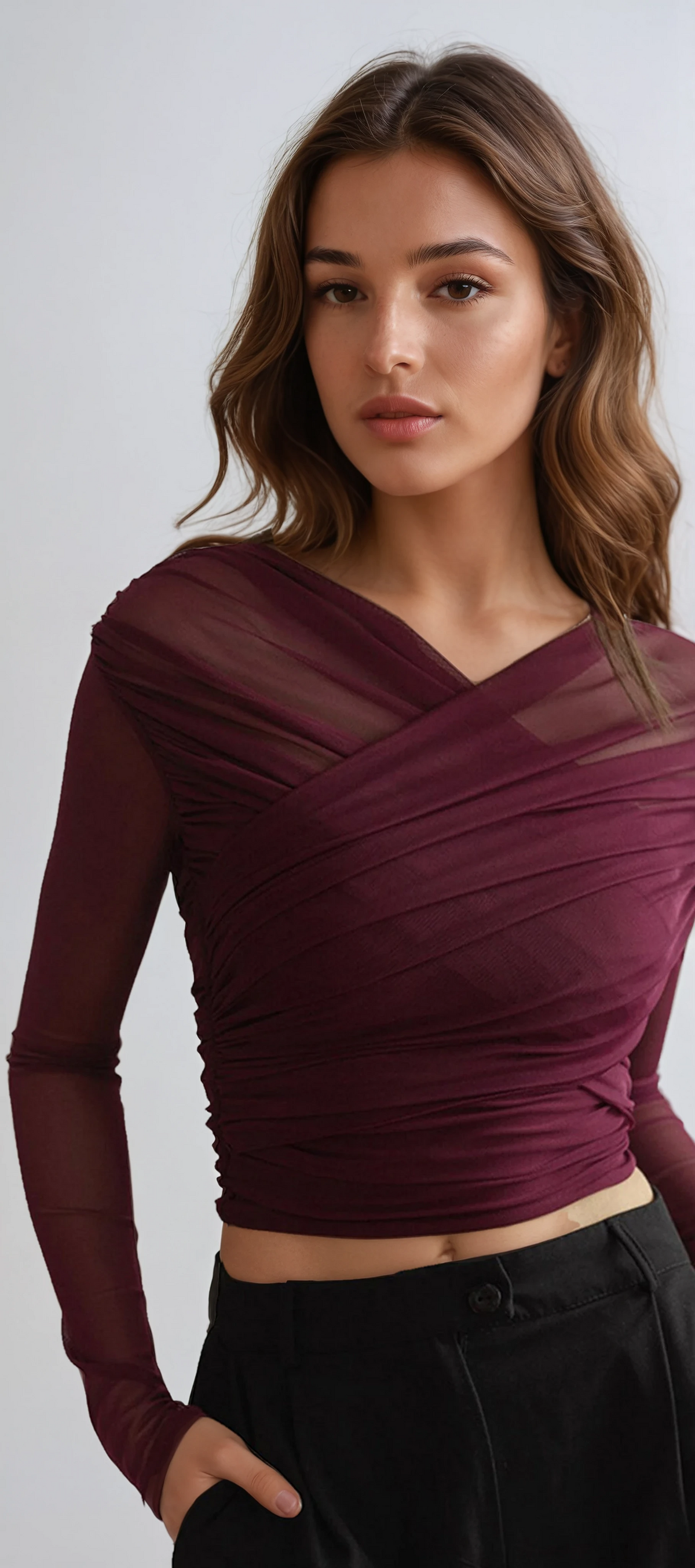 Mariangela | Mesh Long Sleeve Top for Women