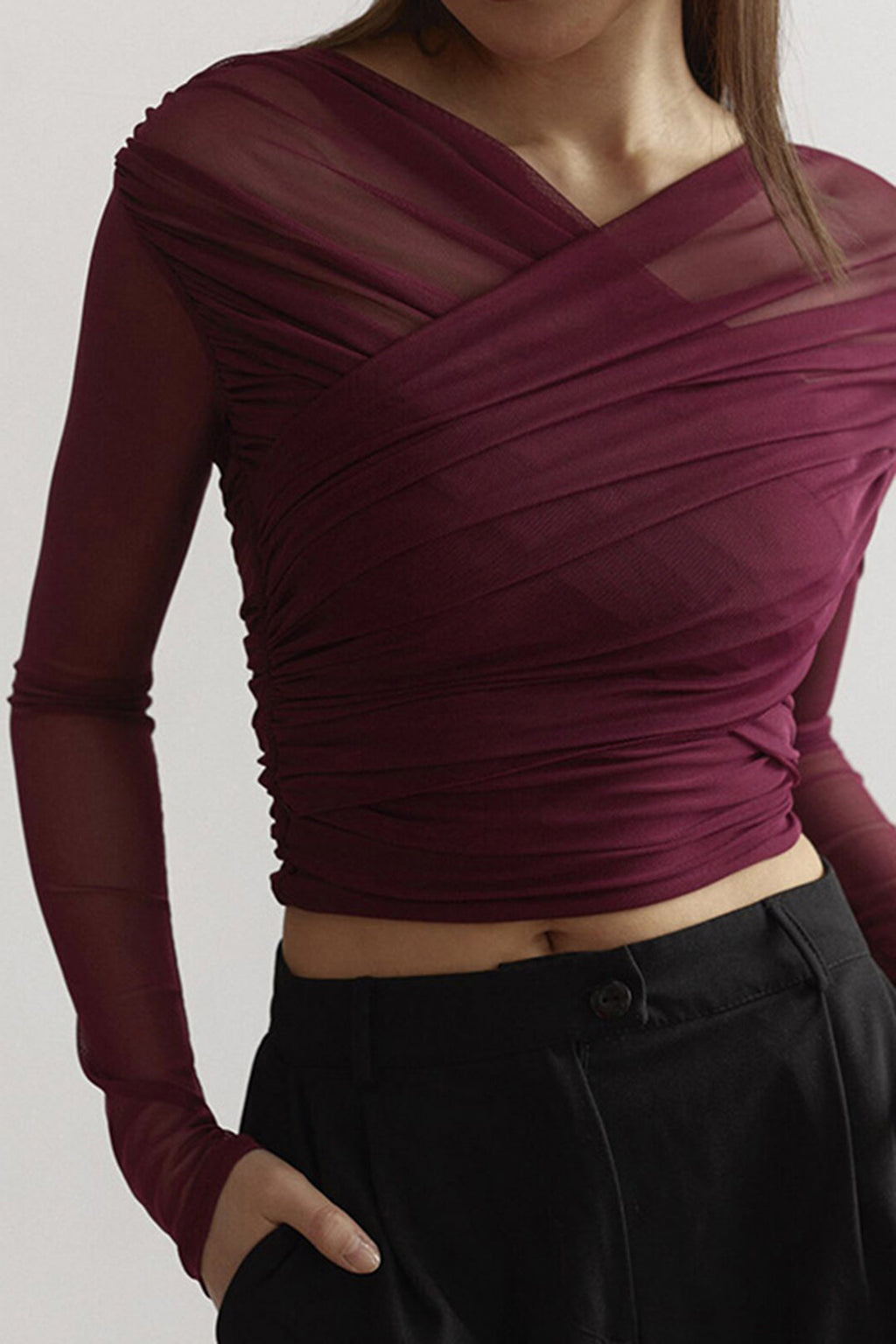 Mariangela | Mesh Long Sleeve Top for Women