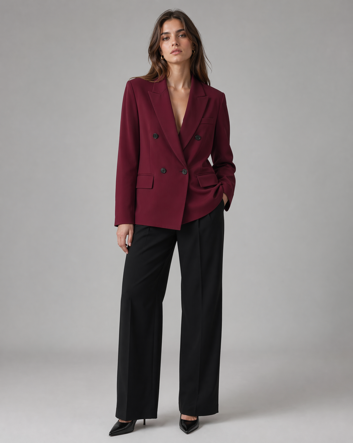Adèle | Tailored Oxblood Single-Button Blazer for Women