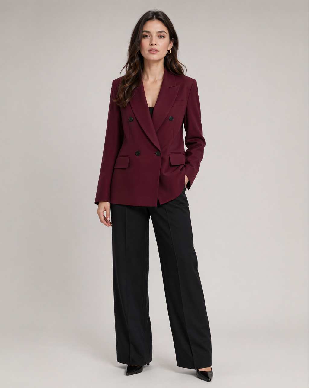 Adèle | Tailored Oxblood Single-Button Blazer for Women