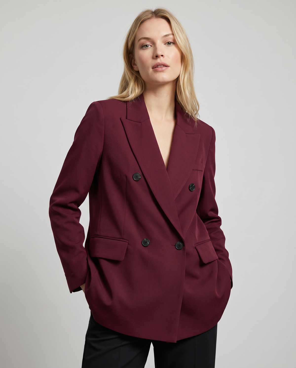 Adèle | Tailored Oxblood Single-Button Blazer for Women