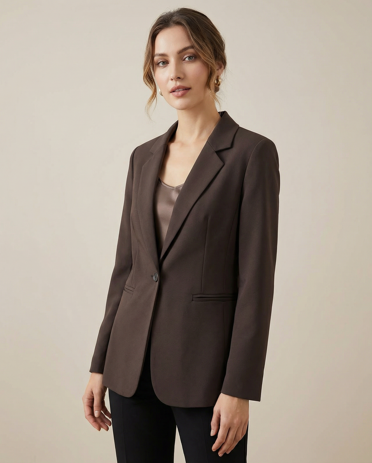 Mathilde | Slim Fit Cocoa Brown Blazer for Women