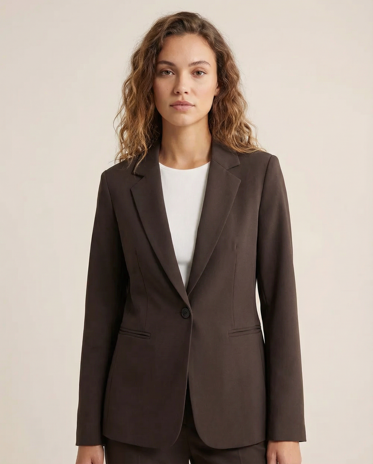 Mathilde | Slim Fit Cocoa Brown Blazer for Women