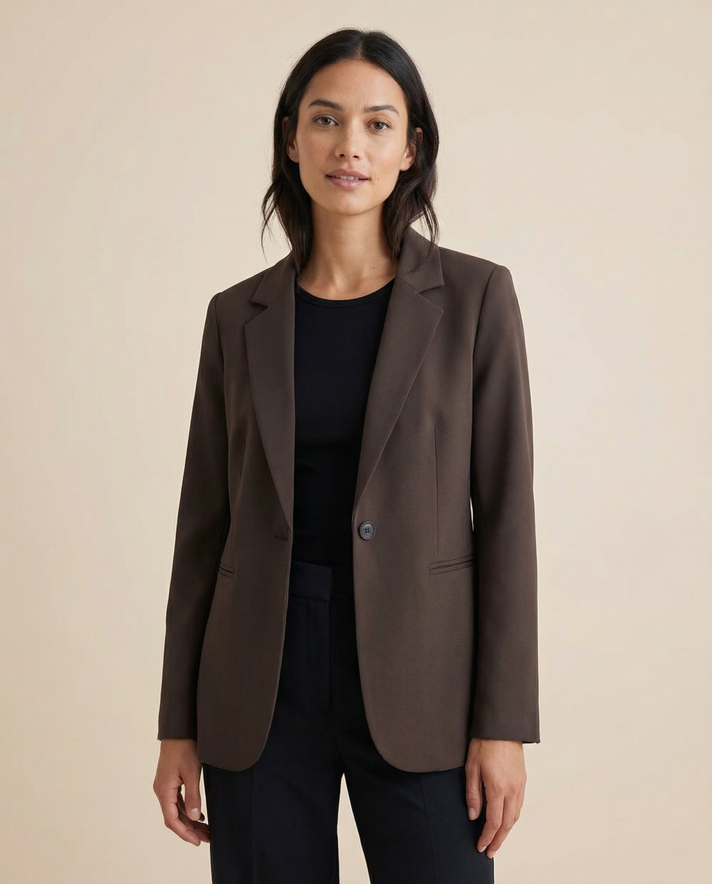 Mathilde | Slim Fit Cocoa Brown Blazer for Women