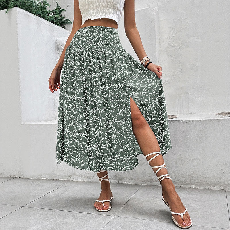Nunzia | Floral Split Midi Skirt