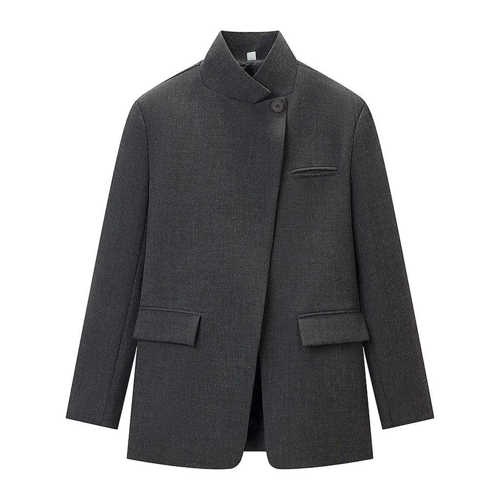 Léa | Plaid Single-Button Long Sleeve Blazer for Women