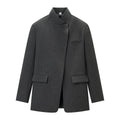 Léa | Plaid Single-Button Long Sleeve Blazer for Women