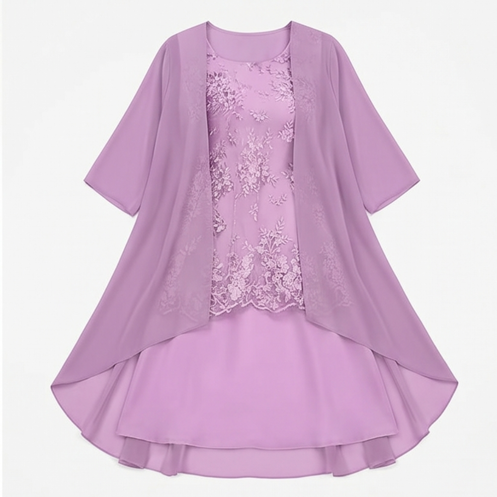 Roxane | Elegant Lace and Chiffon Dress Set for Women