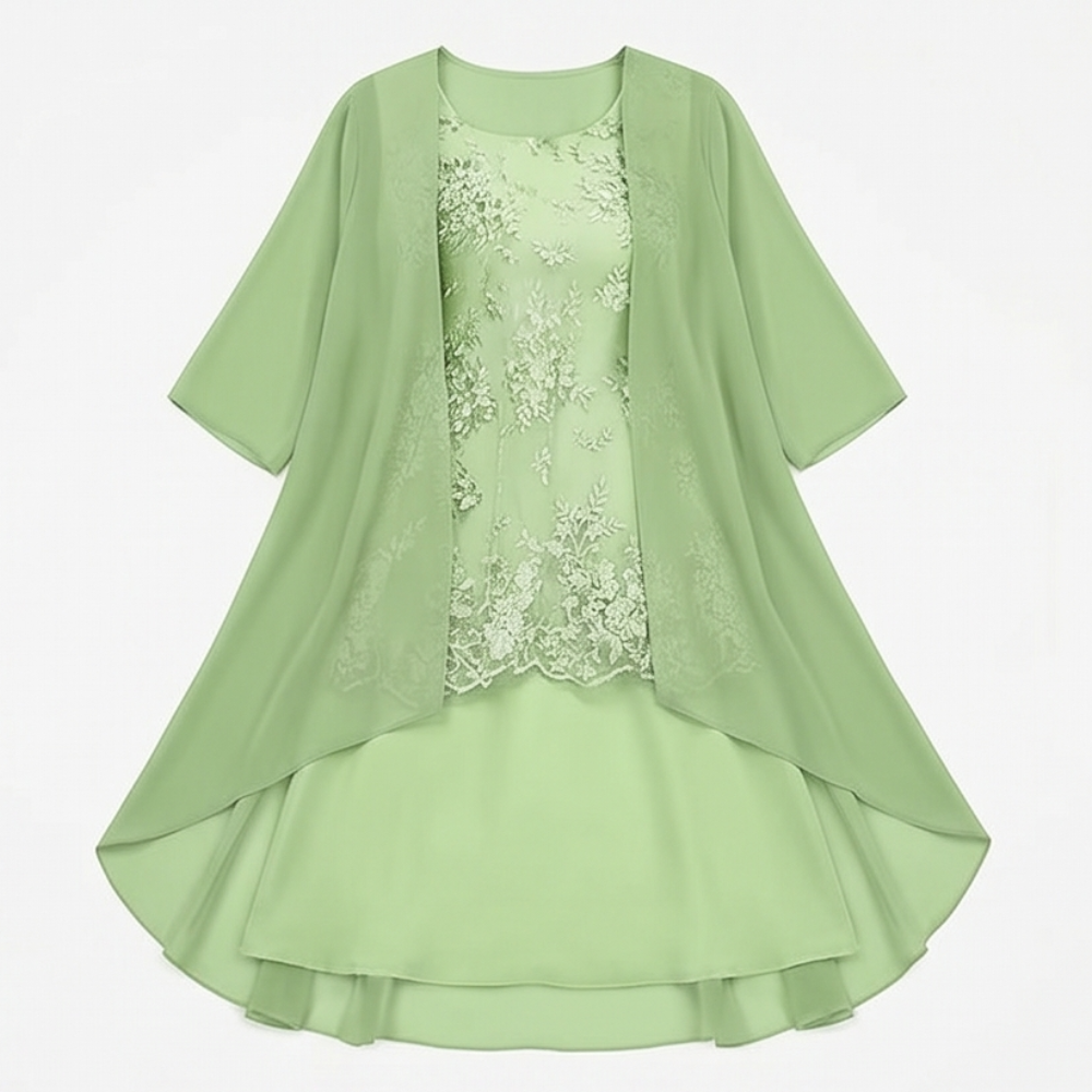 Roxane | Elegant Lace and Chiffon Dress Set for Women
