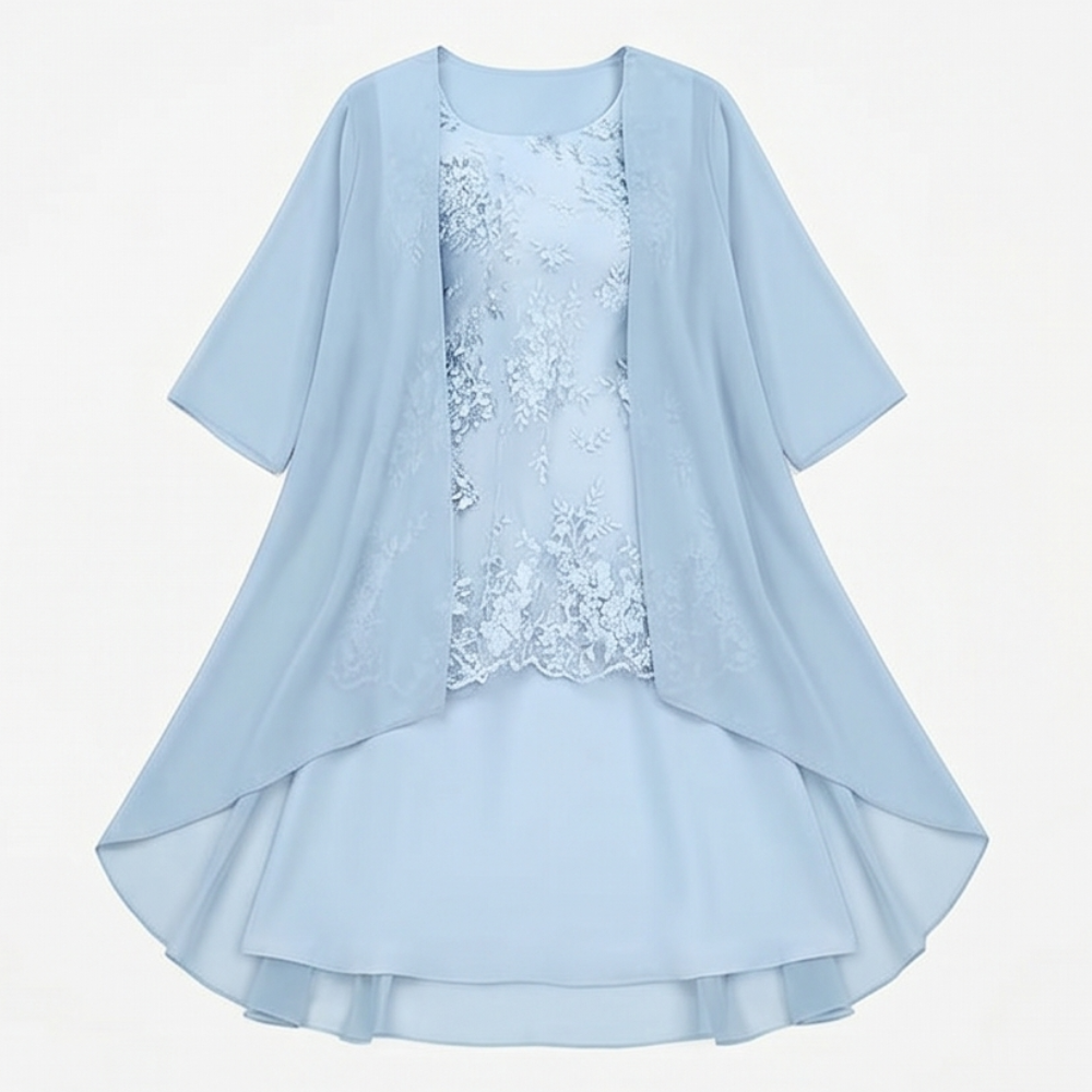 Roxane | Elegant Lace and Chiffon Dress Set for Women