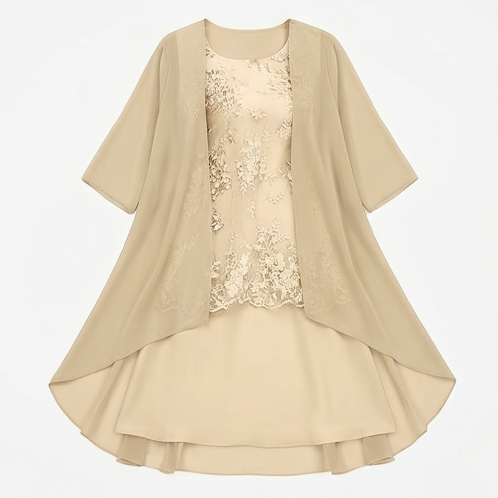 Roxane | Elegant Lace and Chiffon Dress Set for Women