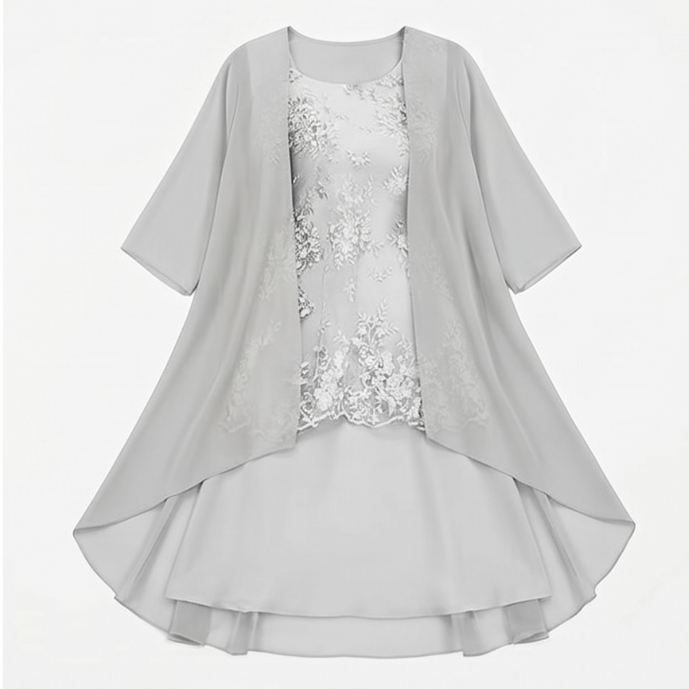 Roxane | Elegant Lace and Chiffon Dress Set for Women