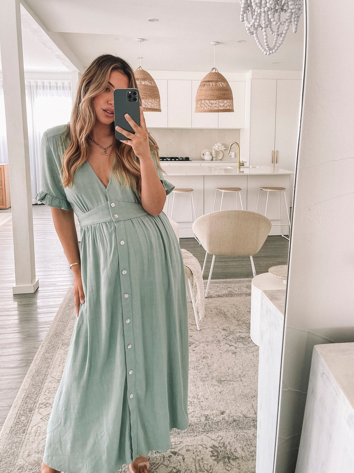 Eva | Sage Midi Dress