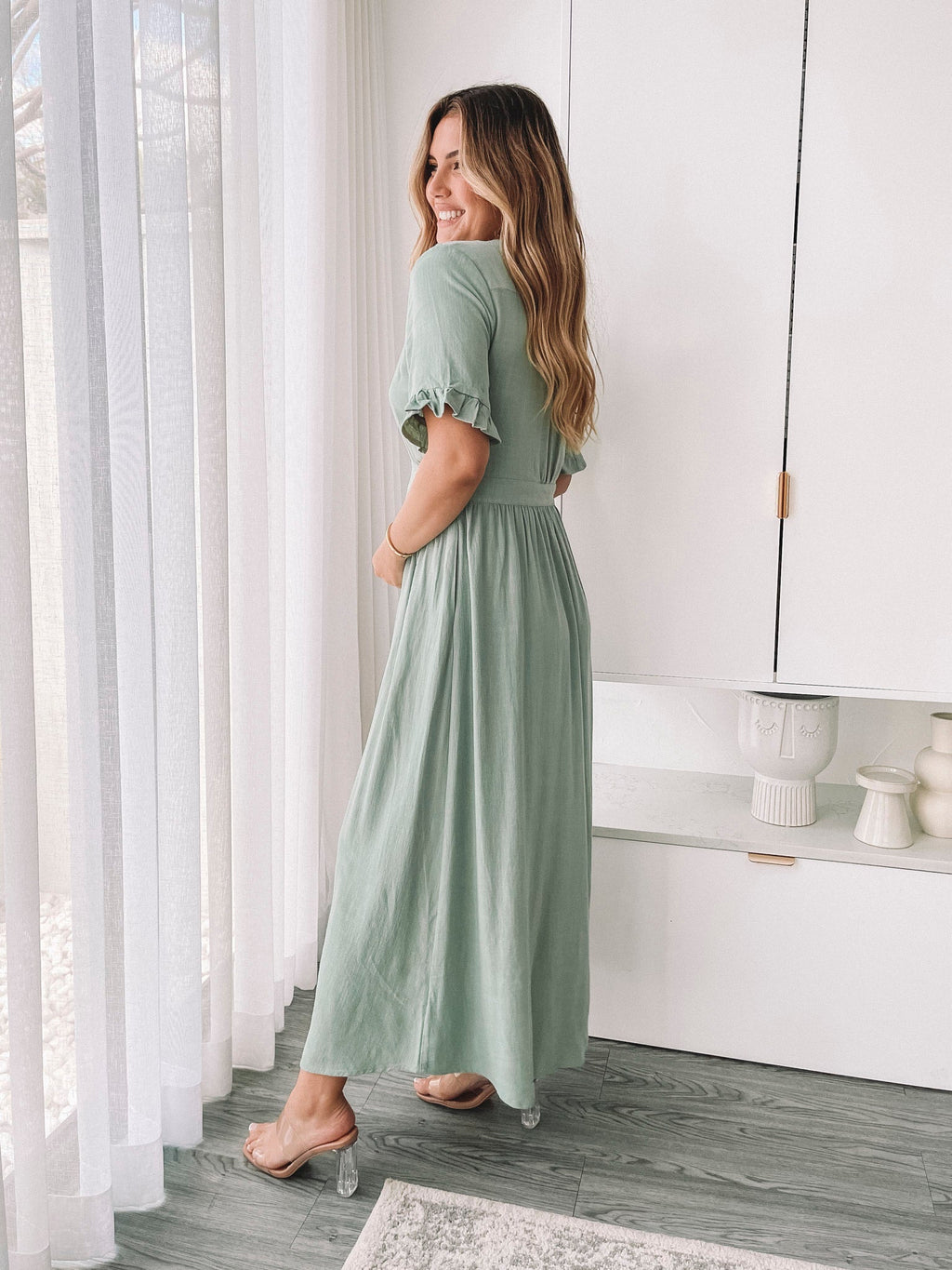 Eva | Sage Midi Dress