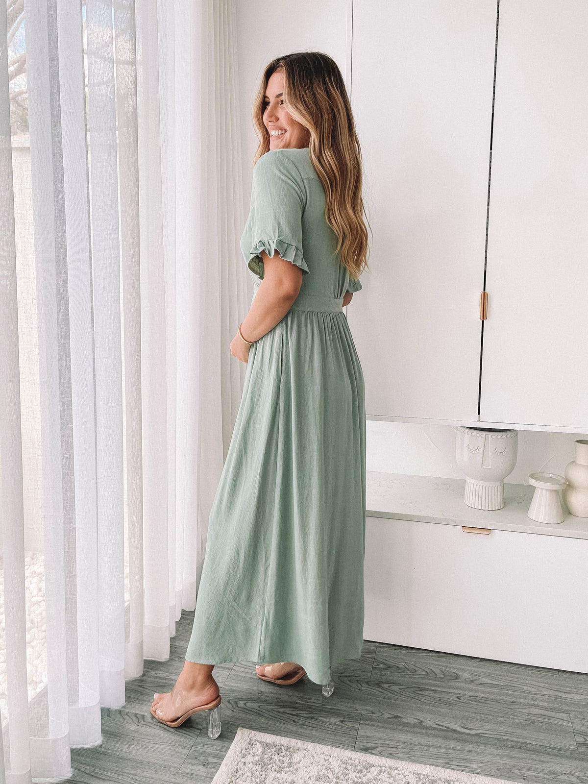 Eva | Sage Midi Dress