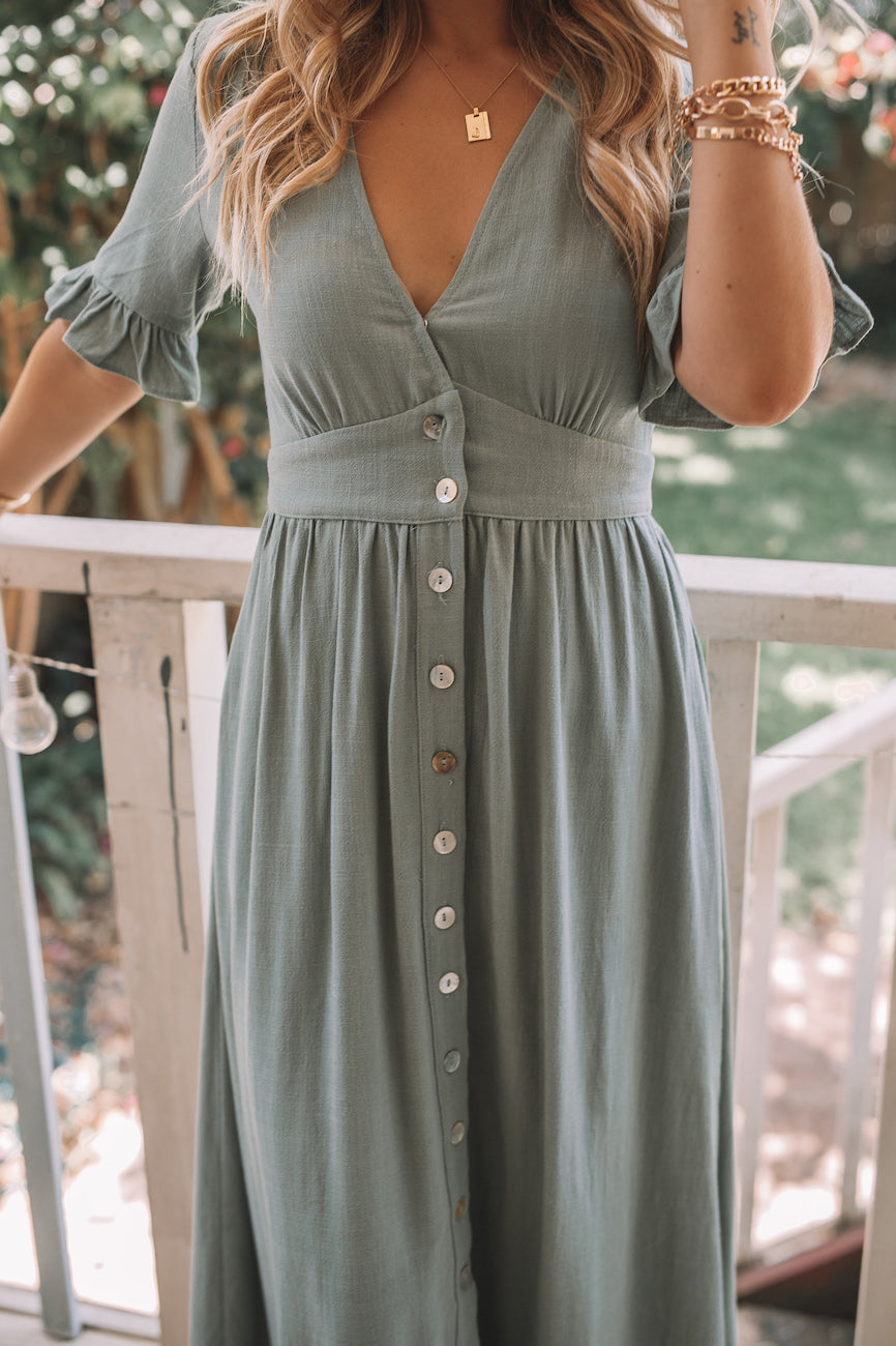 Eva | Sage Midi Dress