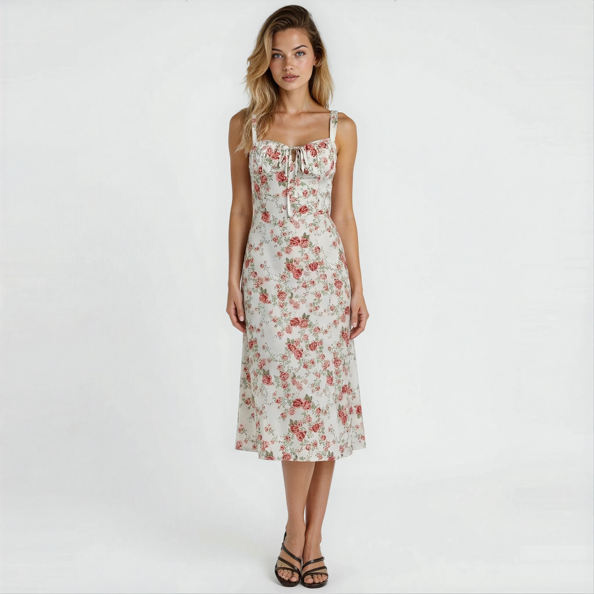 Isabella | Floral Corset Midi Dress