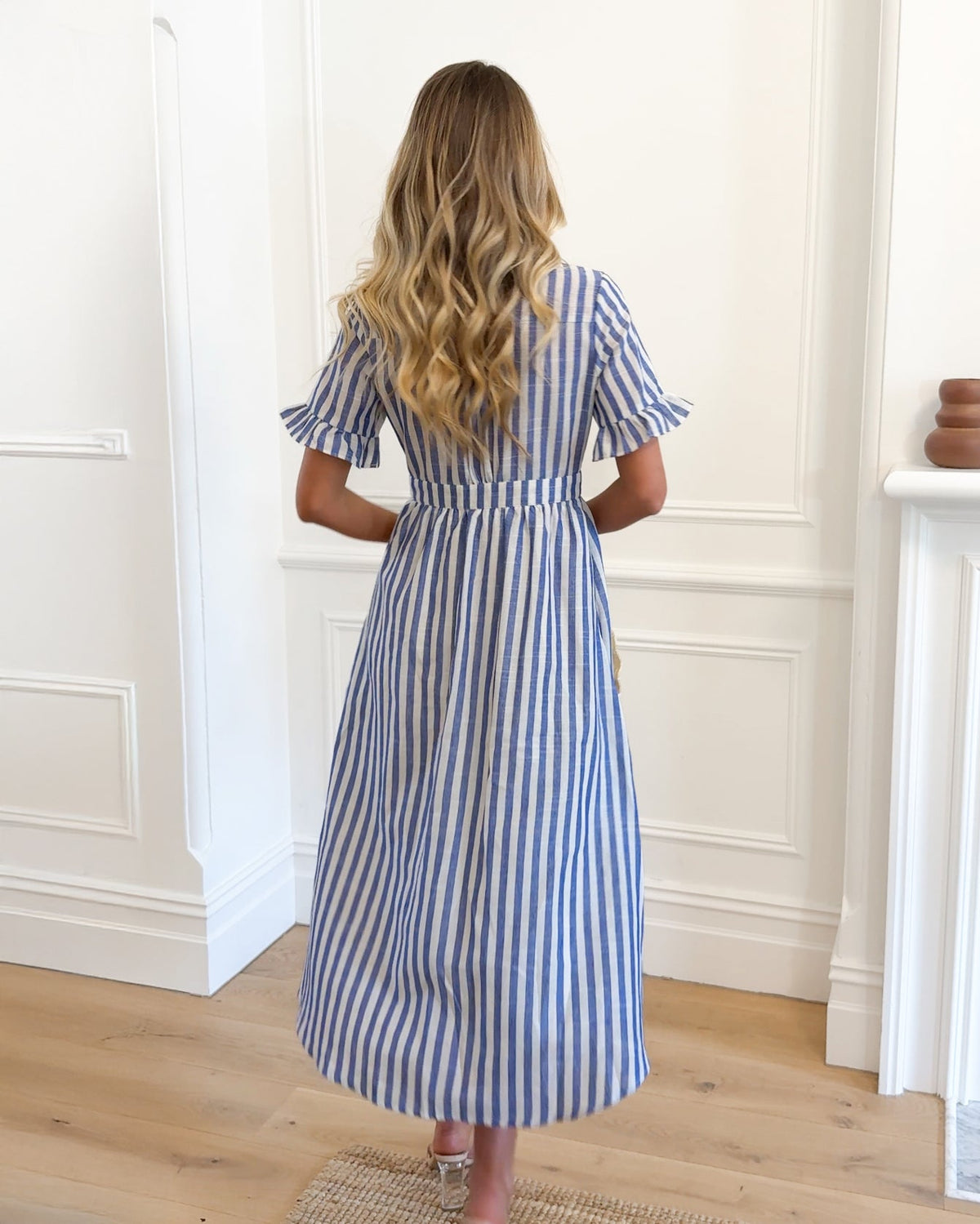 Serafina | Blue Striped Midi Dress