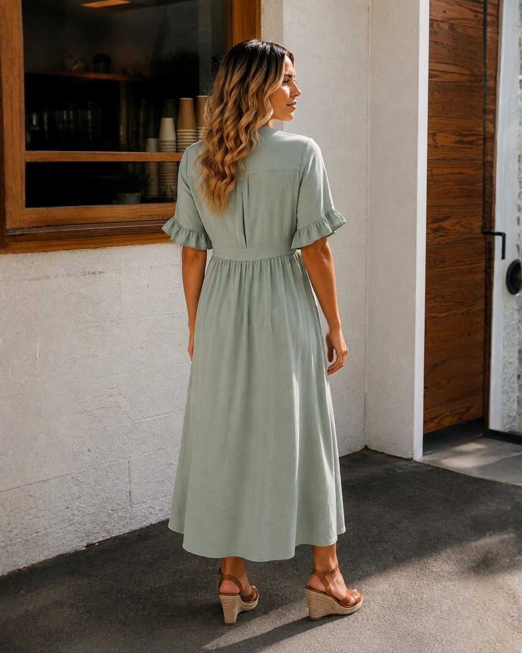 Eva | Sage Midi Dress