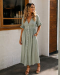 Eva | Sage Midi Dress