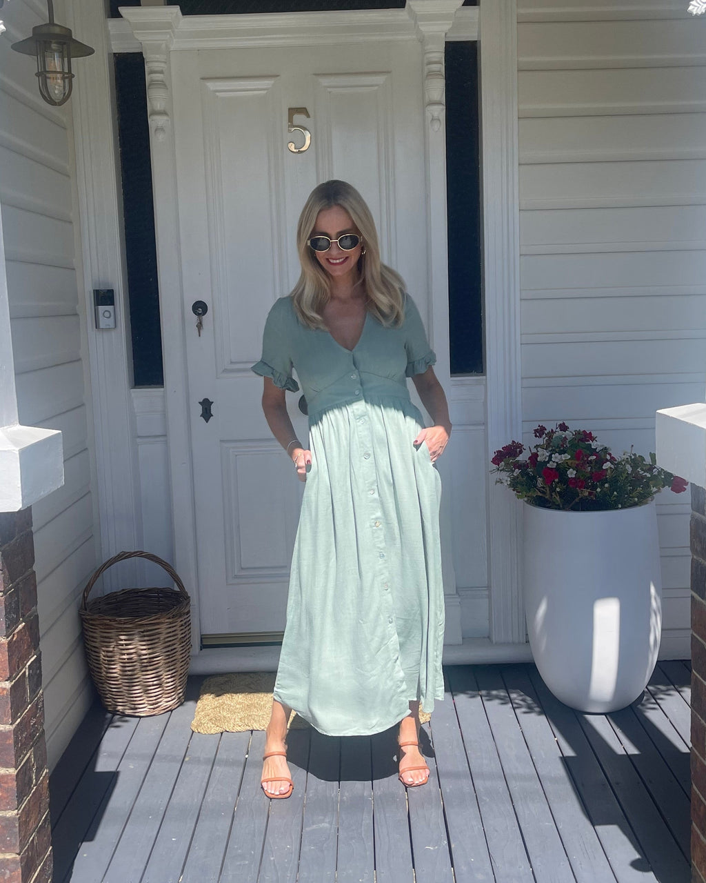 Eva | Sage Midi Dress