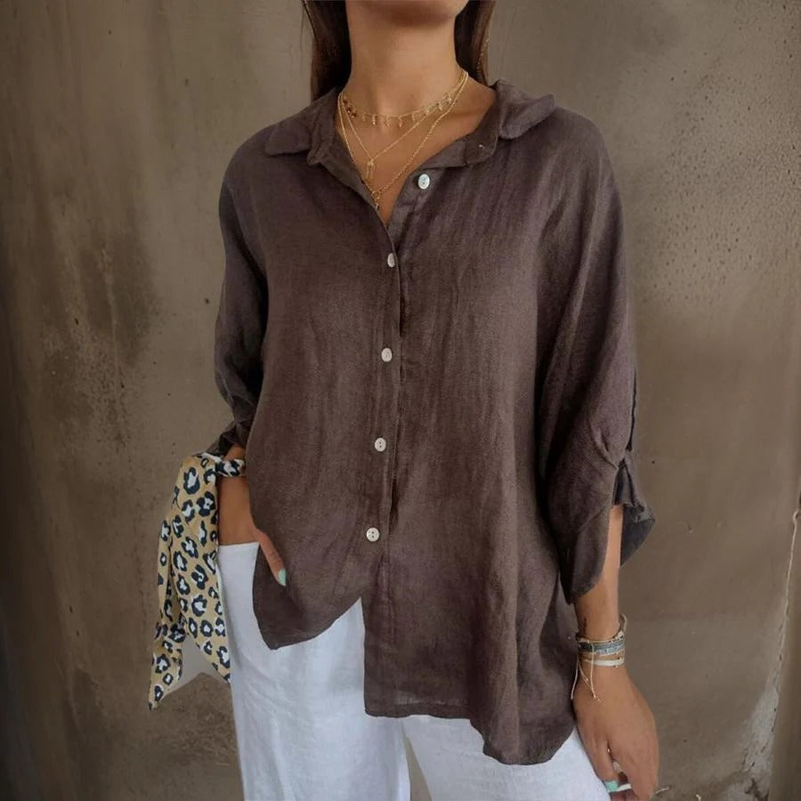 Delaney | Effortless Linen Look Button Shirt