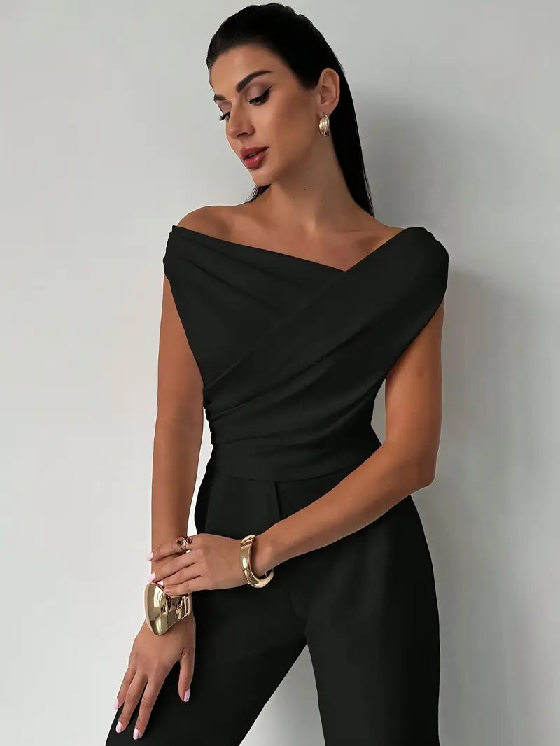 Montana | Draped Off Shoulder Top with Structured Waist