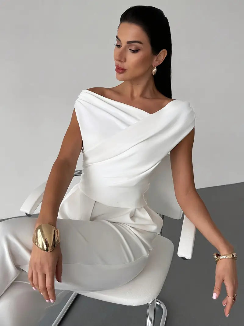Montana | Draped Off Shoulder Top with Structured Waist