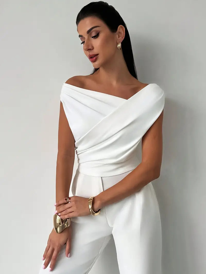 Montana | Draped Off Shoulder Top with Structured Waist