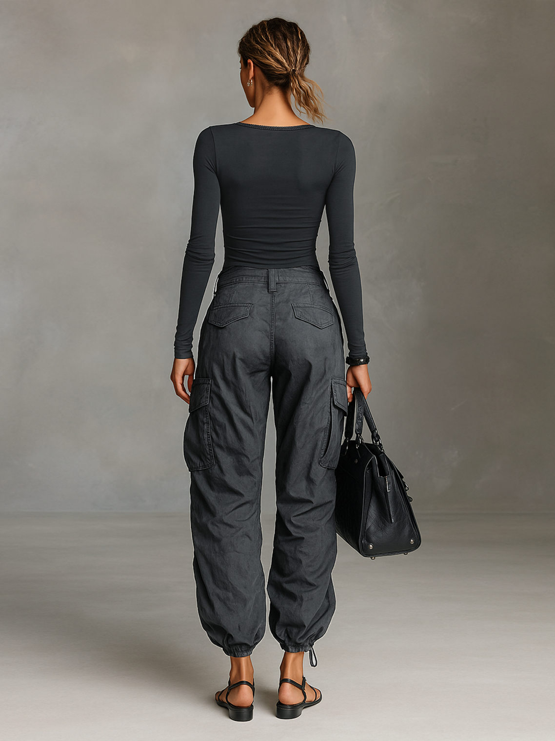 Gaëlle | Square Neck Shirt and Cargo Pants Set for Women