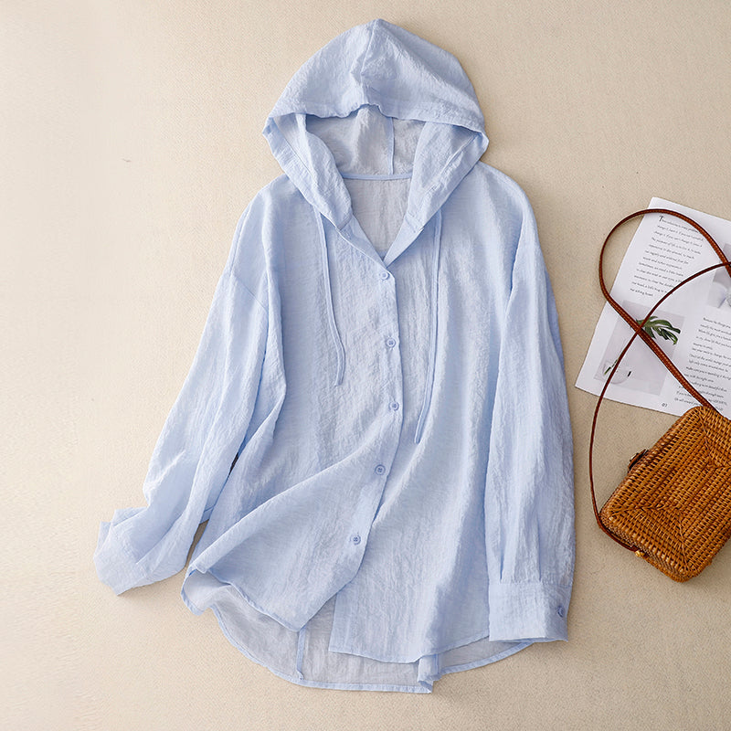 Evanthia | Lightweight Hoodie with Buttons for Women