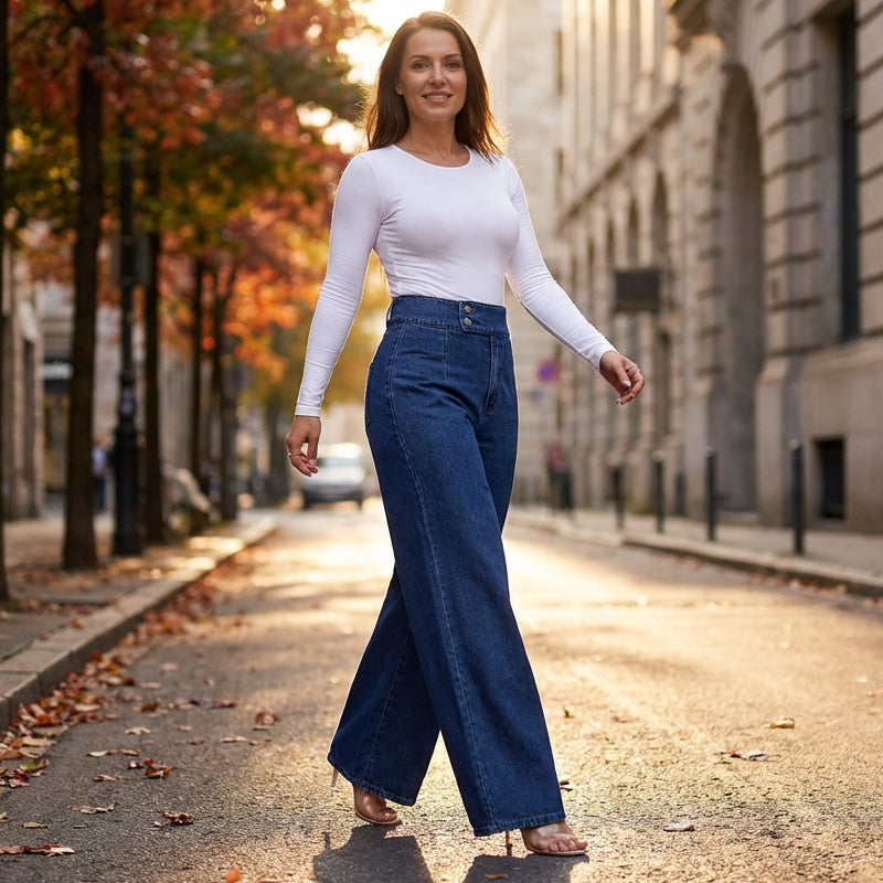 Virginie | Linen Wide-Leg Trousers for Women